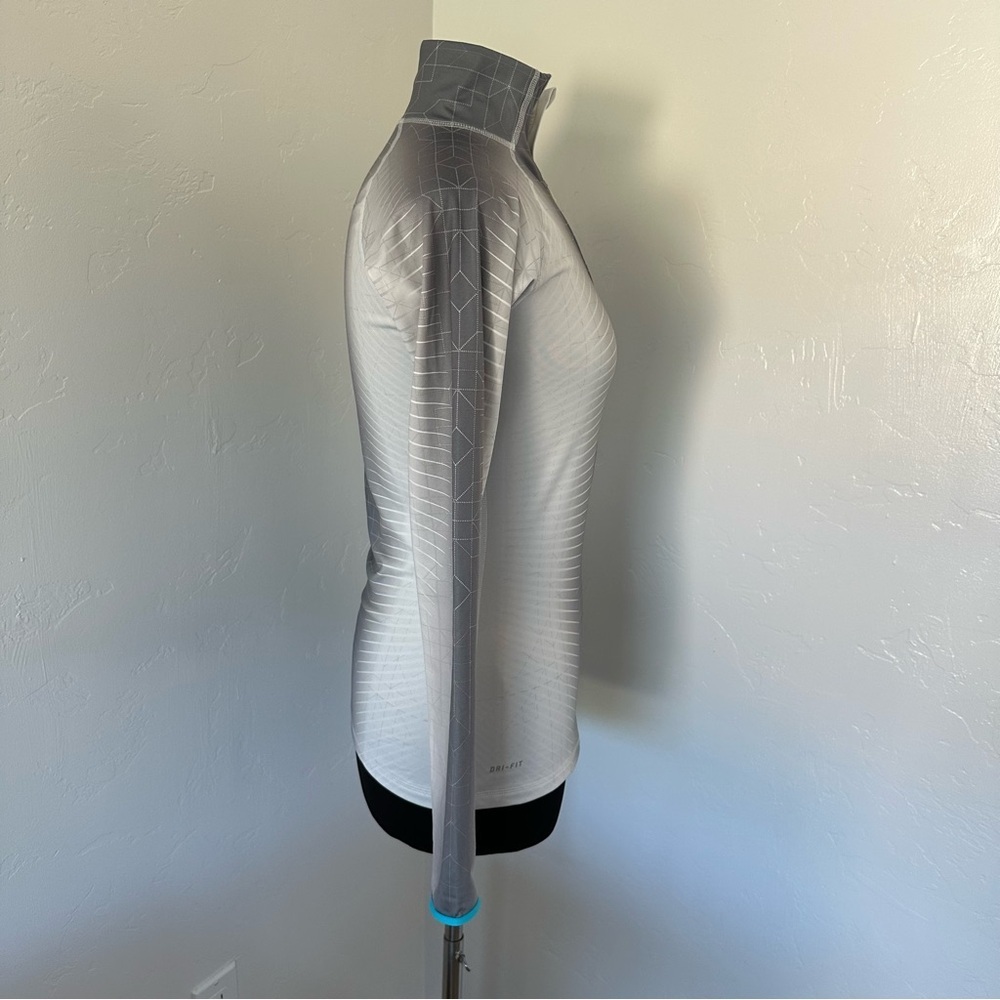 Nike PRO Dri-Fit Fleece 1/4 Zip White Grey Top Size M - Picture 5 of 12